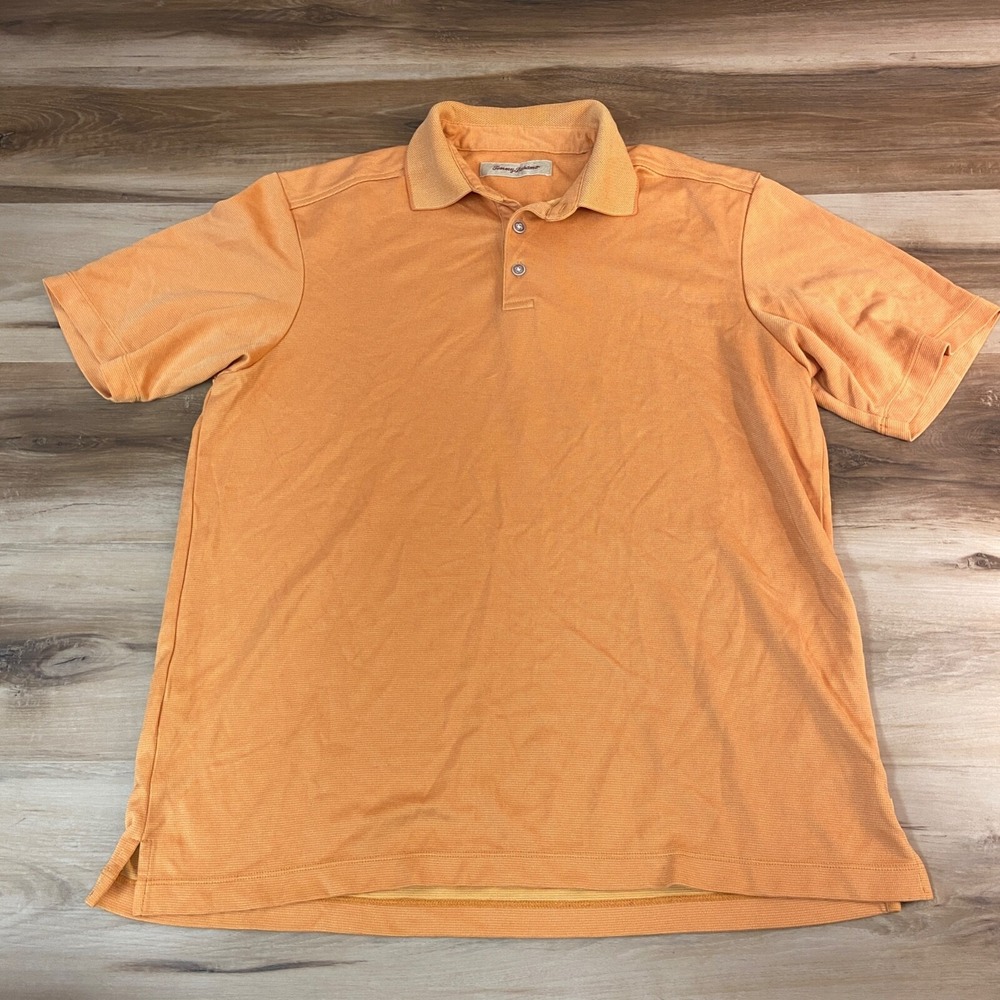 Tommy Bahama Polo Shirt XL Short Sleeve Casual Pique Knit Orange